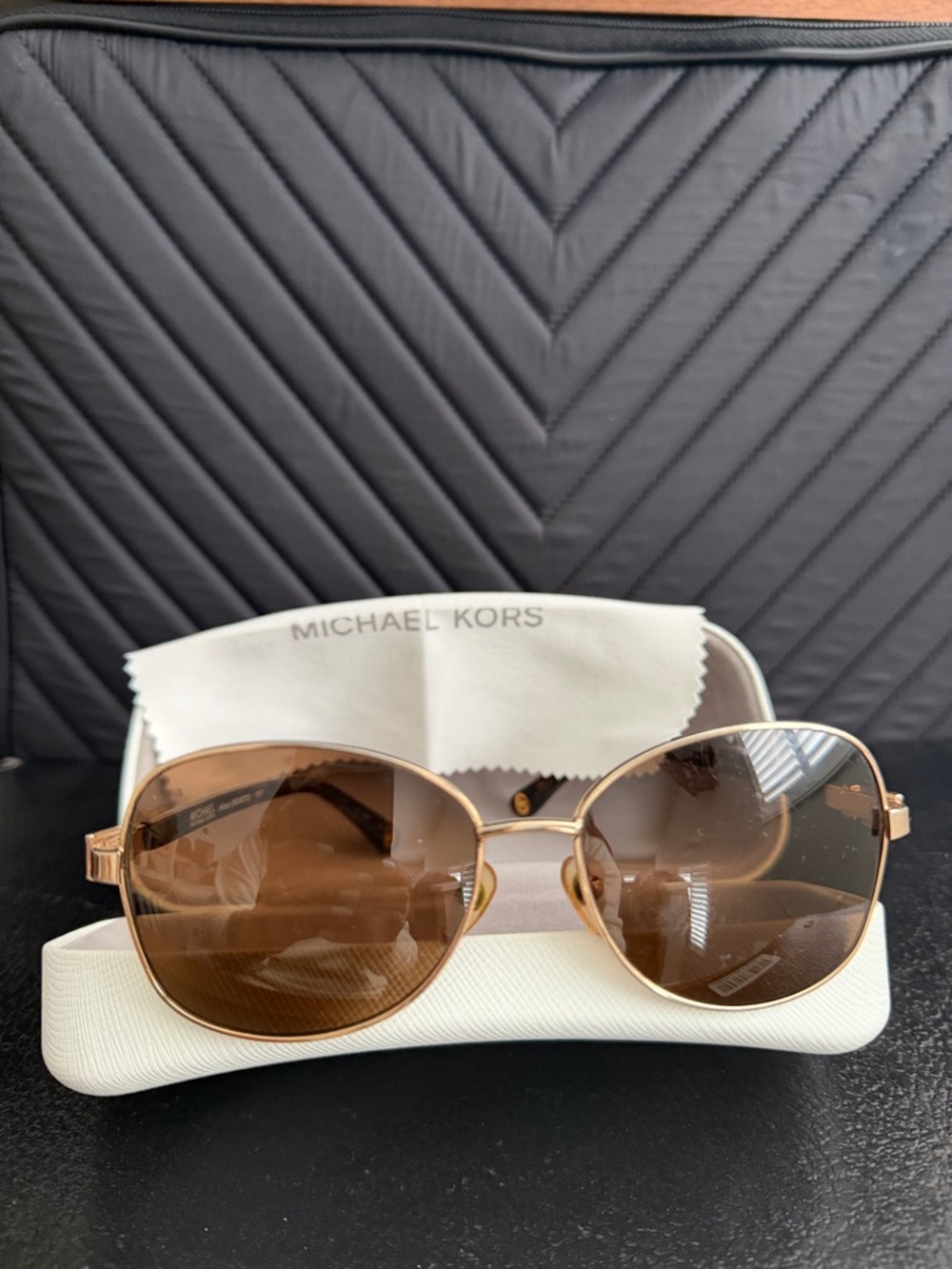 Michael Kors Gold Frame Brown Lens Women’s Sunglasses